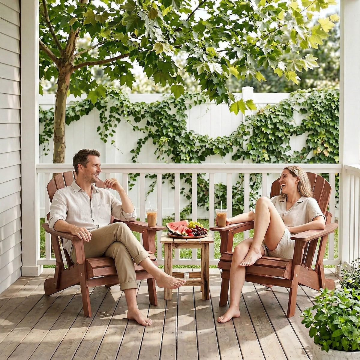 Oversize Folding Adirondack Chair | Premium Hemlock Wood | Pre-Assembled Parts | Patio And Garden