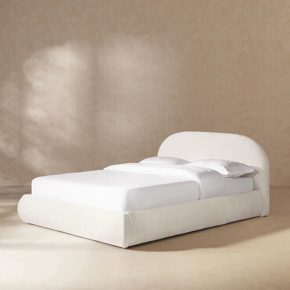 Archie Upholstered Platform Bed | Puffy Arch Headboard | Grounded Design | No Box Spring Needed