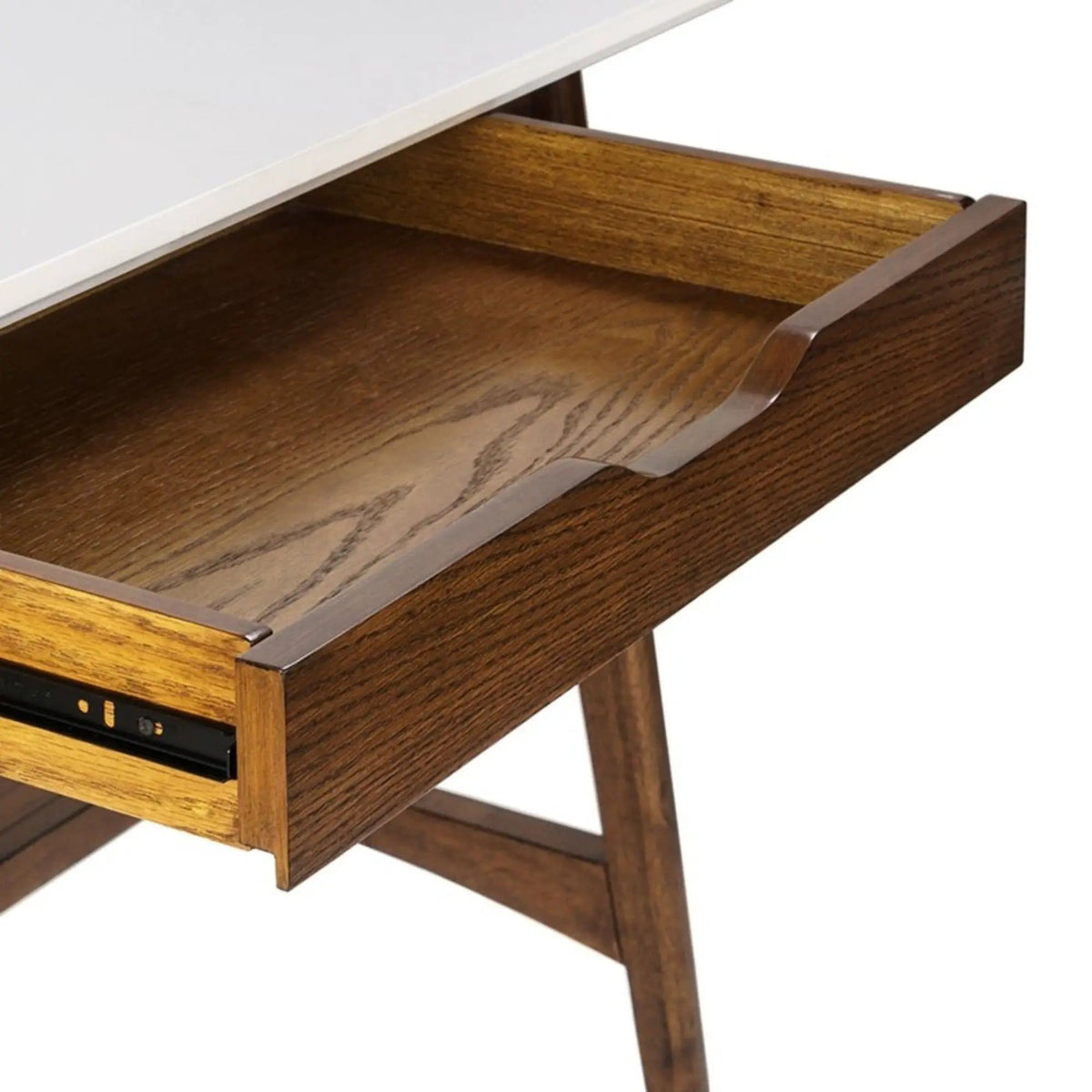 Parker Desk With Storage Shelf | 48 x 24 x 30 in | Mdf & Wood | Off White / Pecan