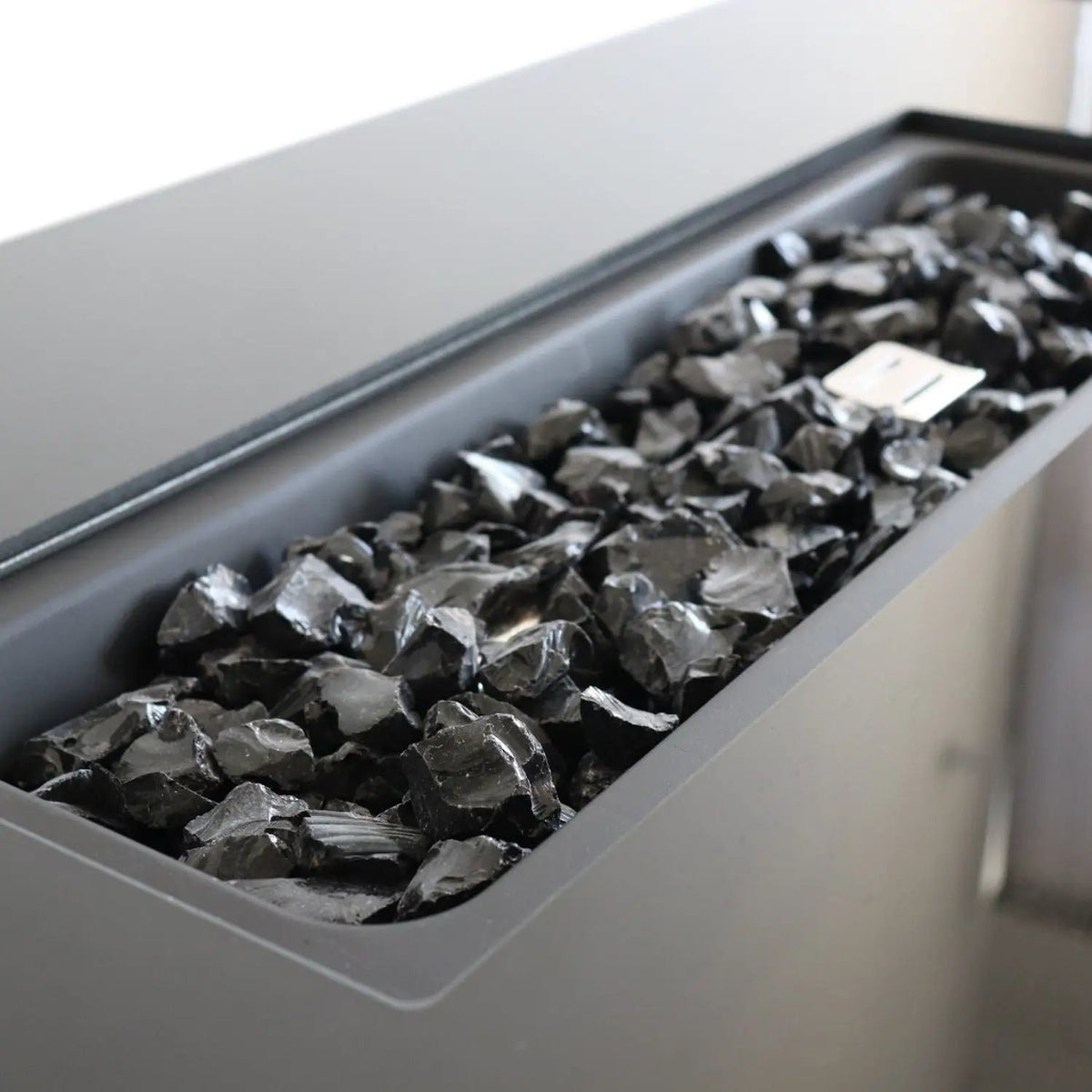 Dark Gray Fire Pit Table | Stainless Steel Top | Lava Rocks | Propane Or Natural Gas
