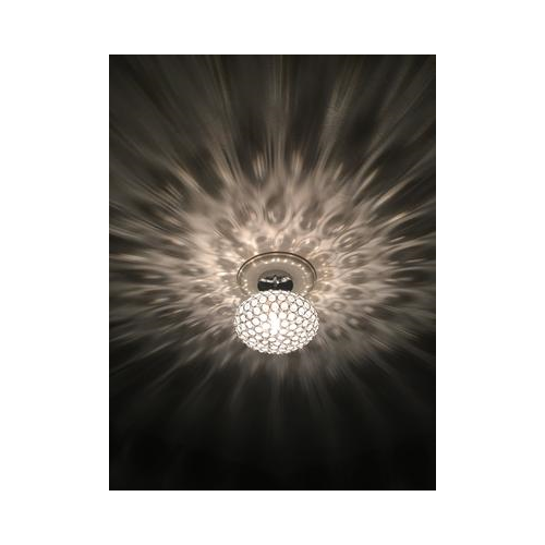 Semi Flush Mount Light | 9 Inch Wide | Chrome And Cut Glass Beads | 1 Light