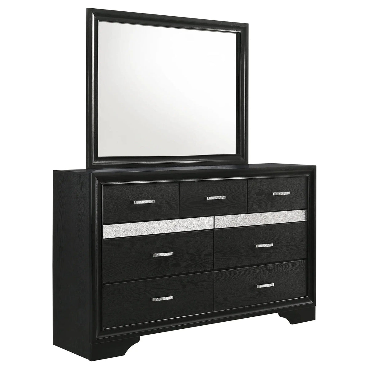 Miranda 7-drawer Dresser with Mirror | 63 x 16.5 x 75.25 in | 7-Drawer | Black