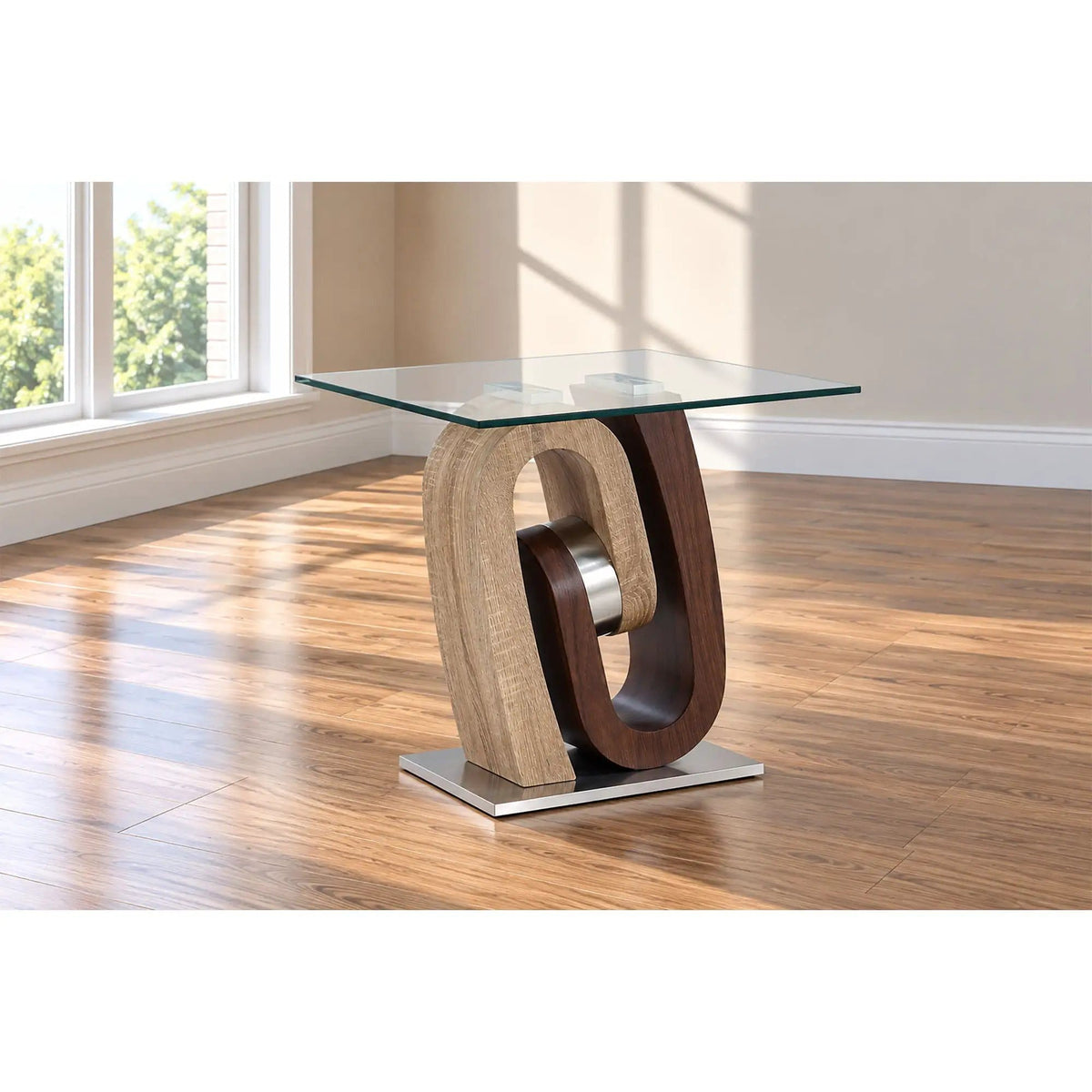 Chase End Table Contemporary Design | 2 Pieces | Solid Wood & Walnut | Living Room