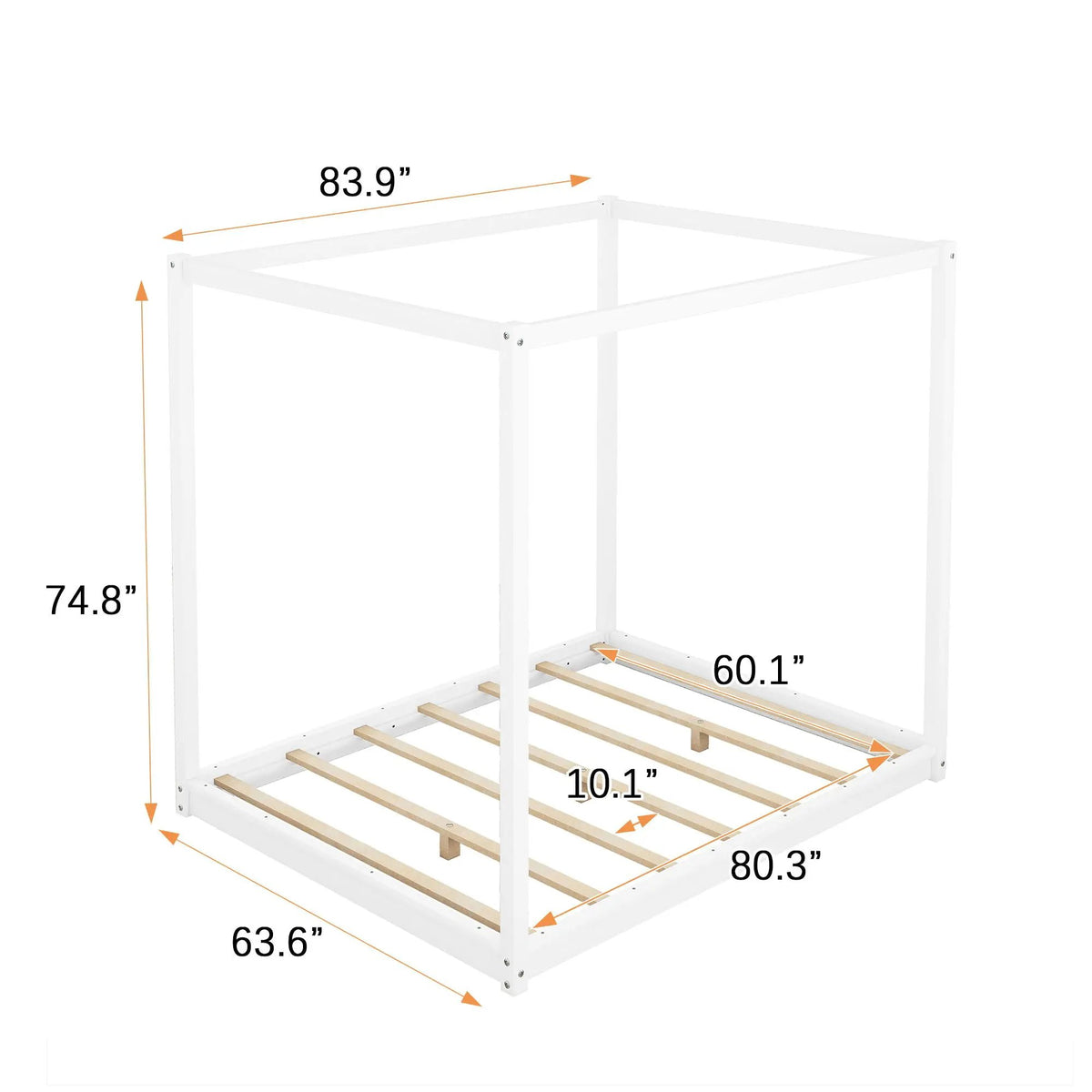 Canopy Platform Bed | Solid Pine Wood | Airflow Slats