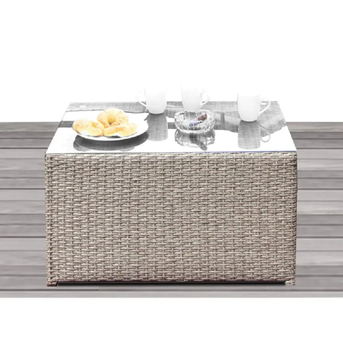 Wicker Outdoor Sectional With Weather Resistant Cushions And Table 2 Piece Outdoor | 2 Piece Outdoor Set | Wicker & Aluminum | Living Room