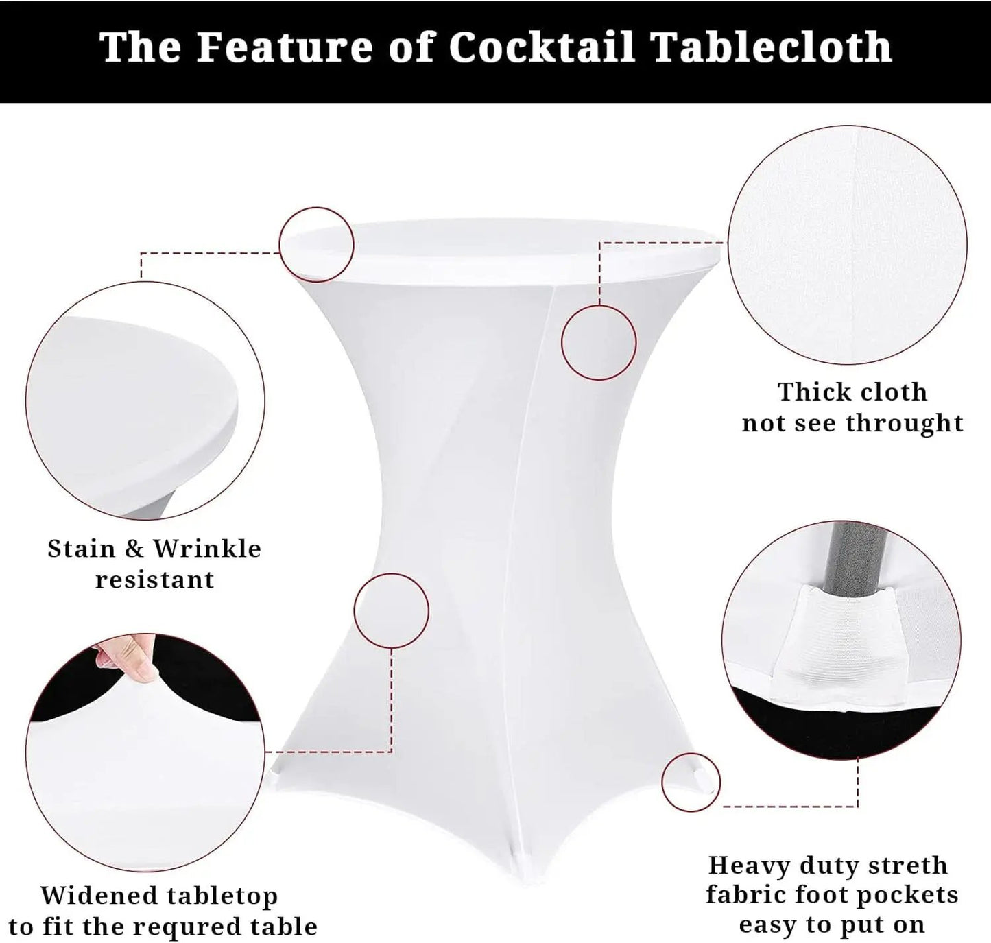 White Spandex Square Cocktail Table Covers 32x43Inches from PriceLows™