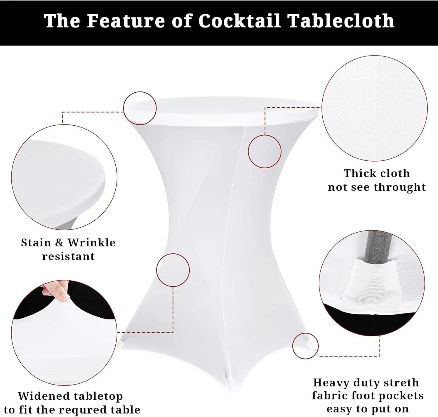 White Spandex Square Cocktail Table Covers 32x43Inches from PriceLows™