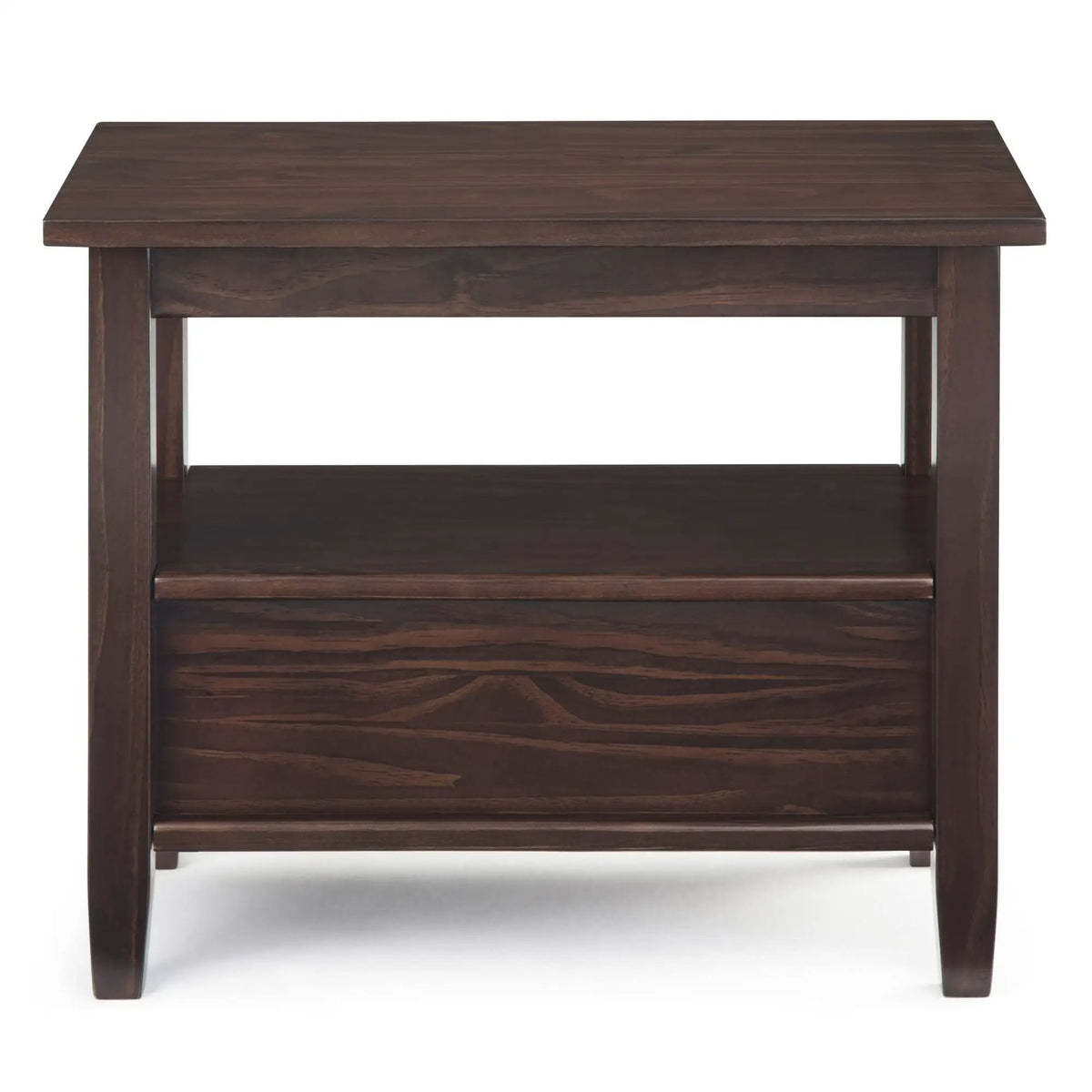 Warm Shaker Solid Wood Table | Bottom Drawer | Open Shelf Storage