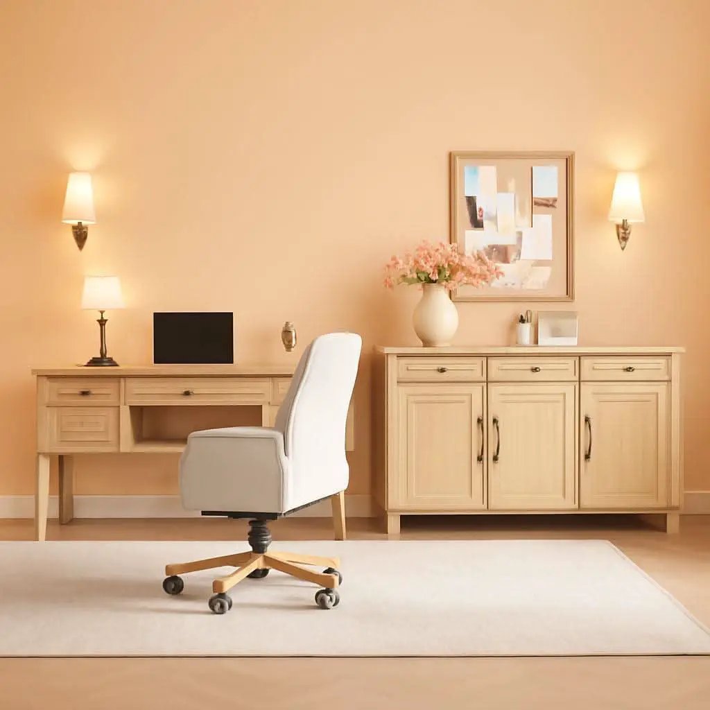 56 Inch Oak Executive Desk With Integrated Charging System from PriceLows™