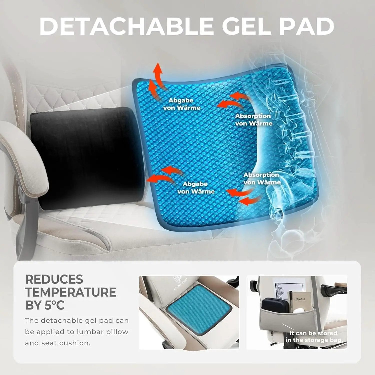 Beige Gaming Chair With Pocket Spring Cushion And Gel Pad from PriceLows™