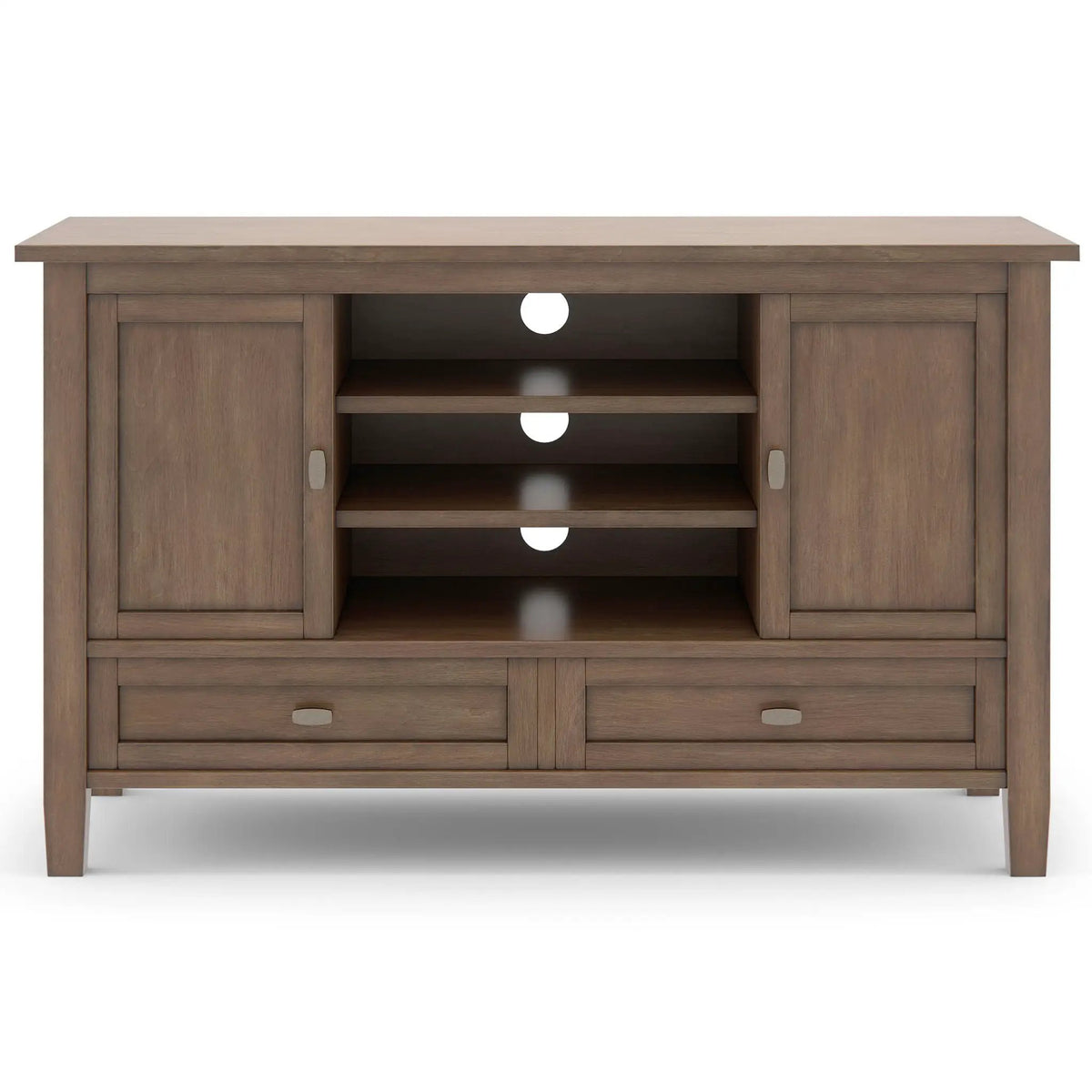 Warm Shaker TV Media Stand | Handcrafted Solid Wood | Two Bottom Drawers | 47 Inch Length