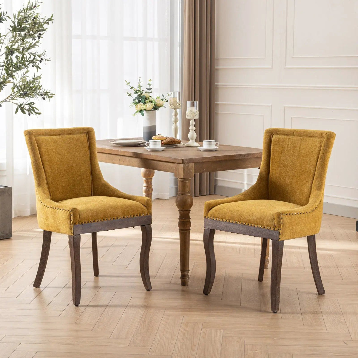 Ultra Side Dining Chairs | Set Of 2 | Luxurious Fabric | Mid-Century Modern Look