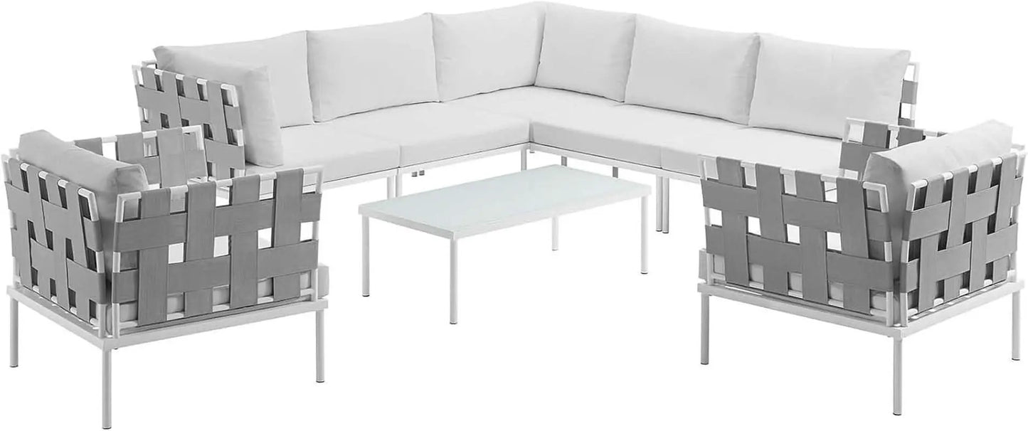 8 Piece White Aluminum Outdoor Patio Furniture Set from PriceLows™