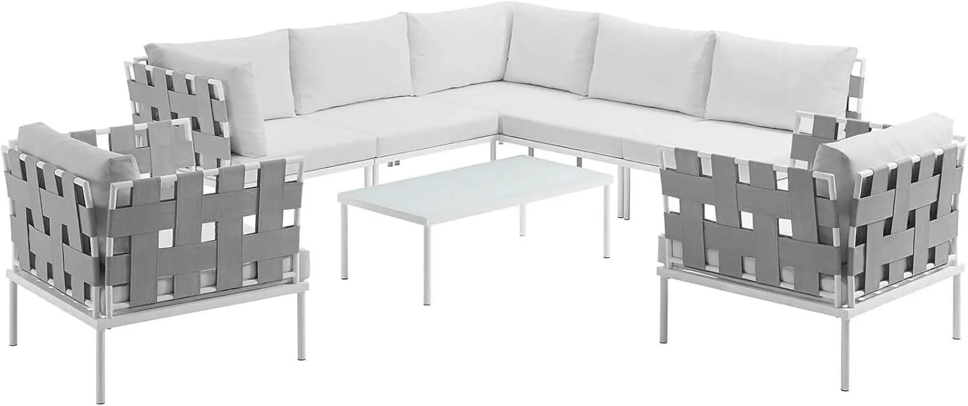 8 Piece White Aluminum Outdoor Patio Furniture Set from PriceLows™