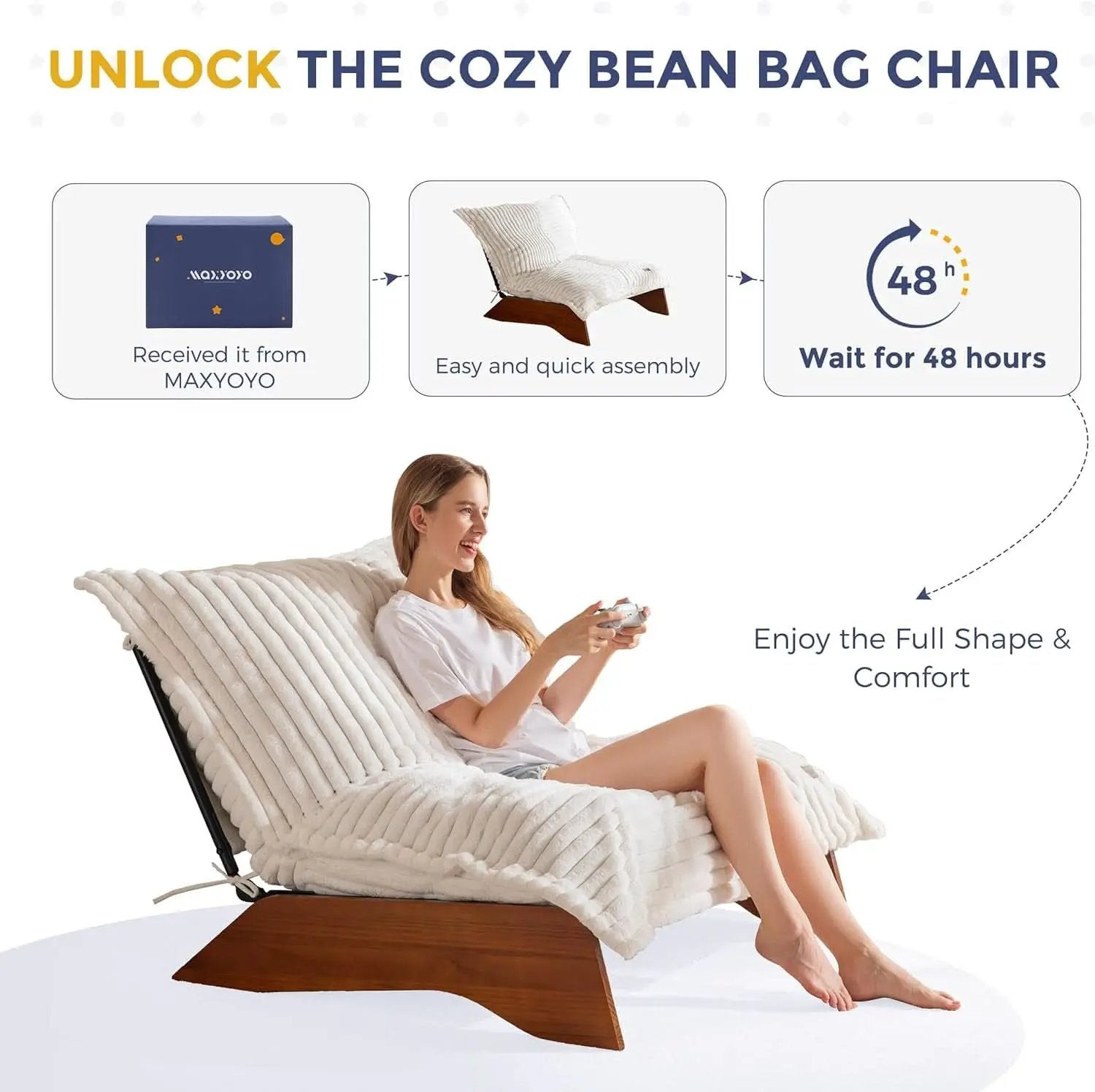 Beige Upholstered Living Room Chair Adjustable Backrest from PriceLows™