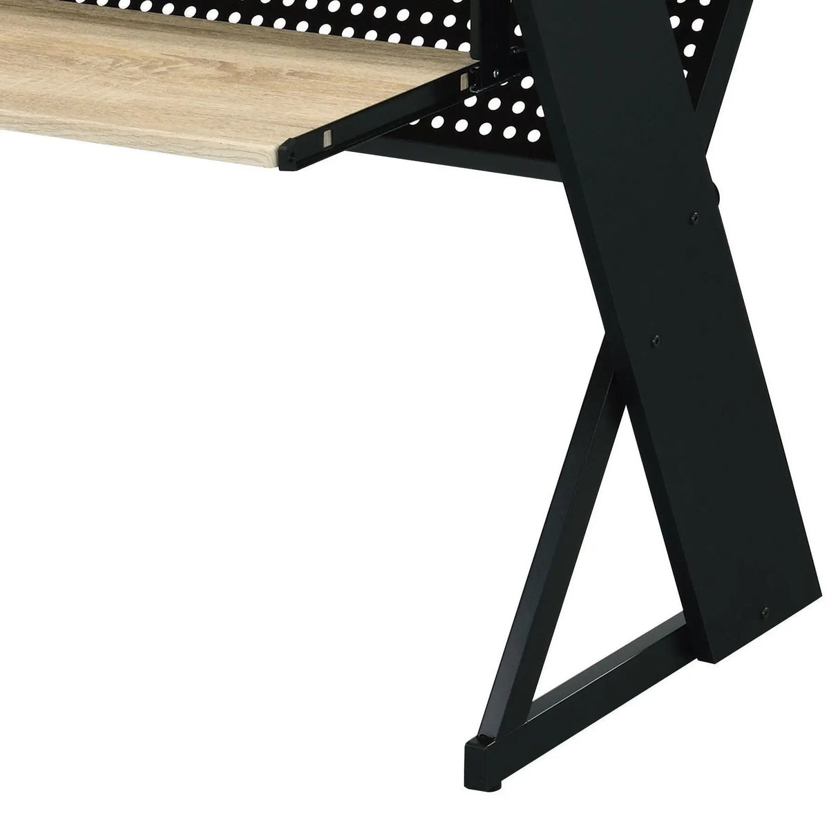 Eleazar Music Recording Studio Desk | Natural Oak And Black Finish | Keyboard Layout | 47 Inch Width