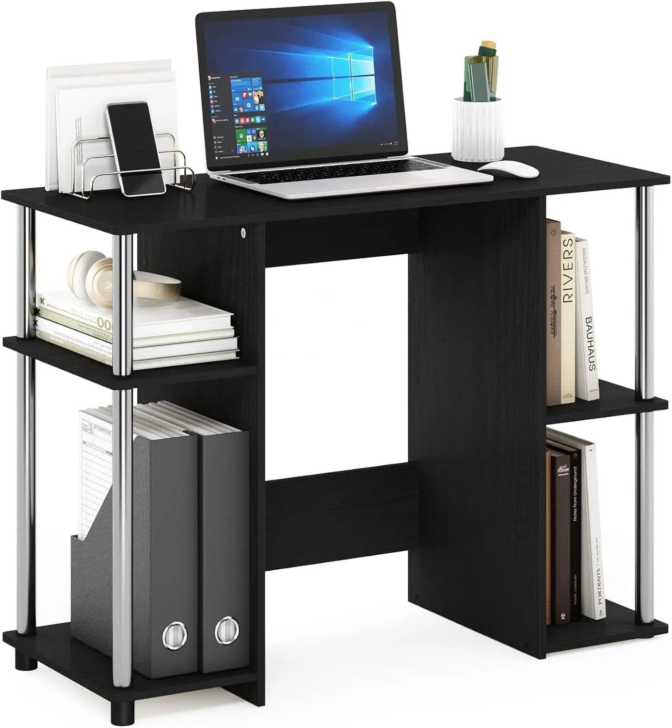 Jaya Computer Desk Americano Finish With Storage Shelves from PriceLows™