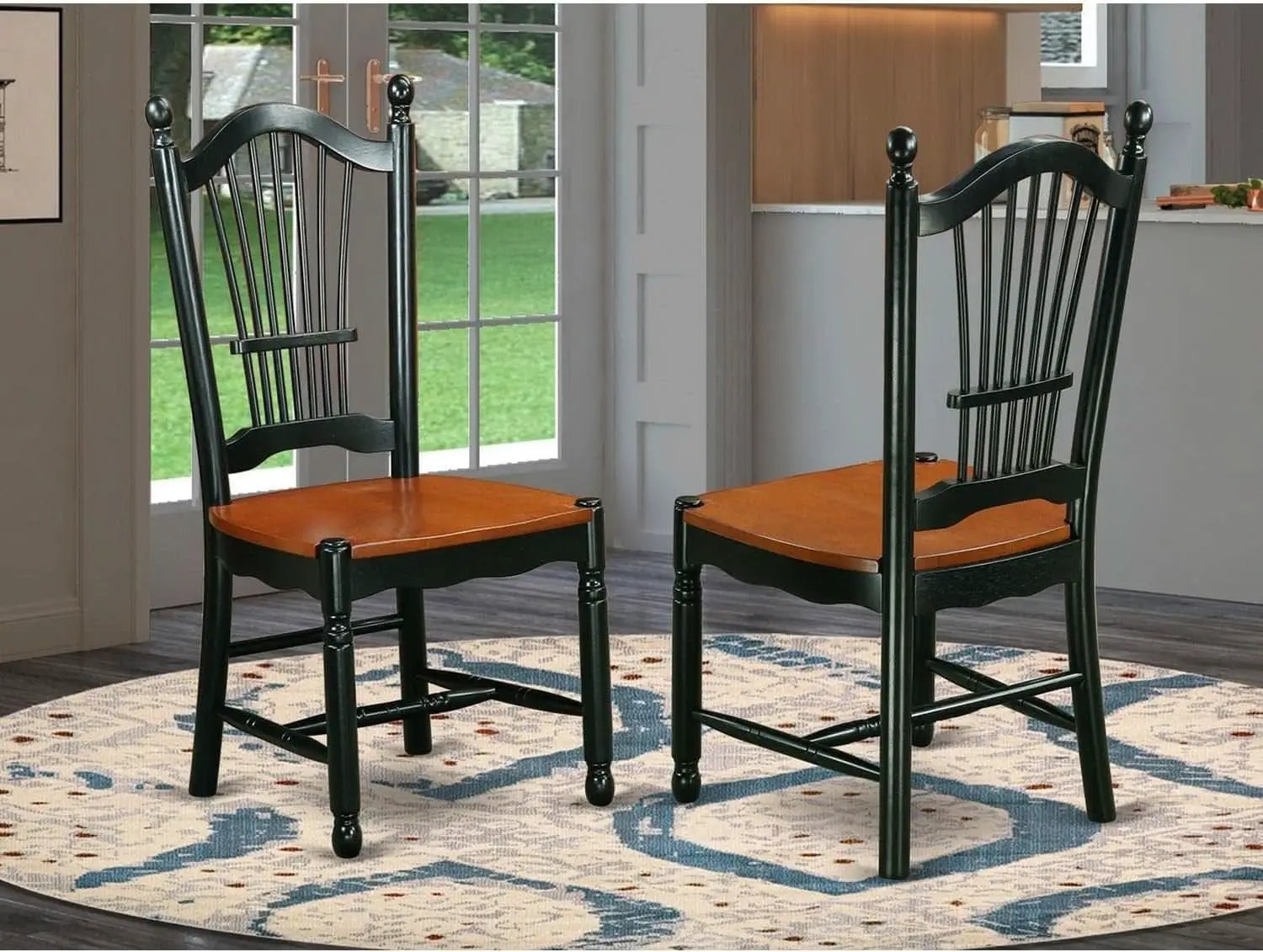 Dover Slat Back Dining Chairs Set Of 2 In Black And Cherry from PriceLows™