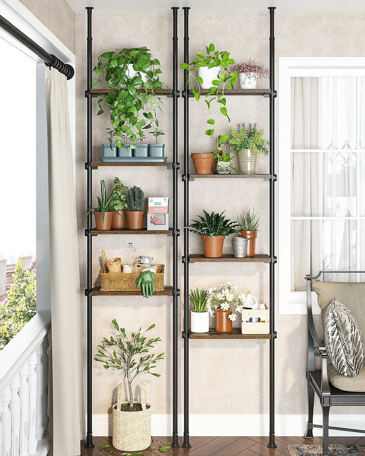 Adjustable Tall Narrow Bookcase 4 Tier Ladder 64 To 113 In from PriceLows™