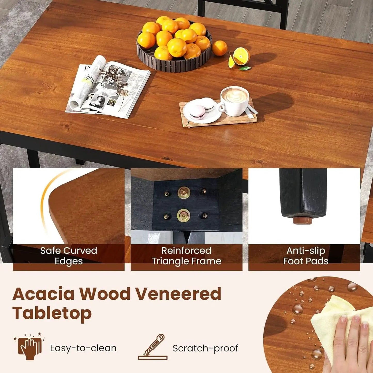 Executive Solid Rubber Wood Space Saving Dining Set from PriceLows™
