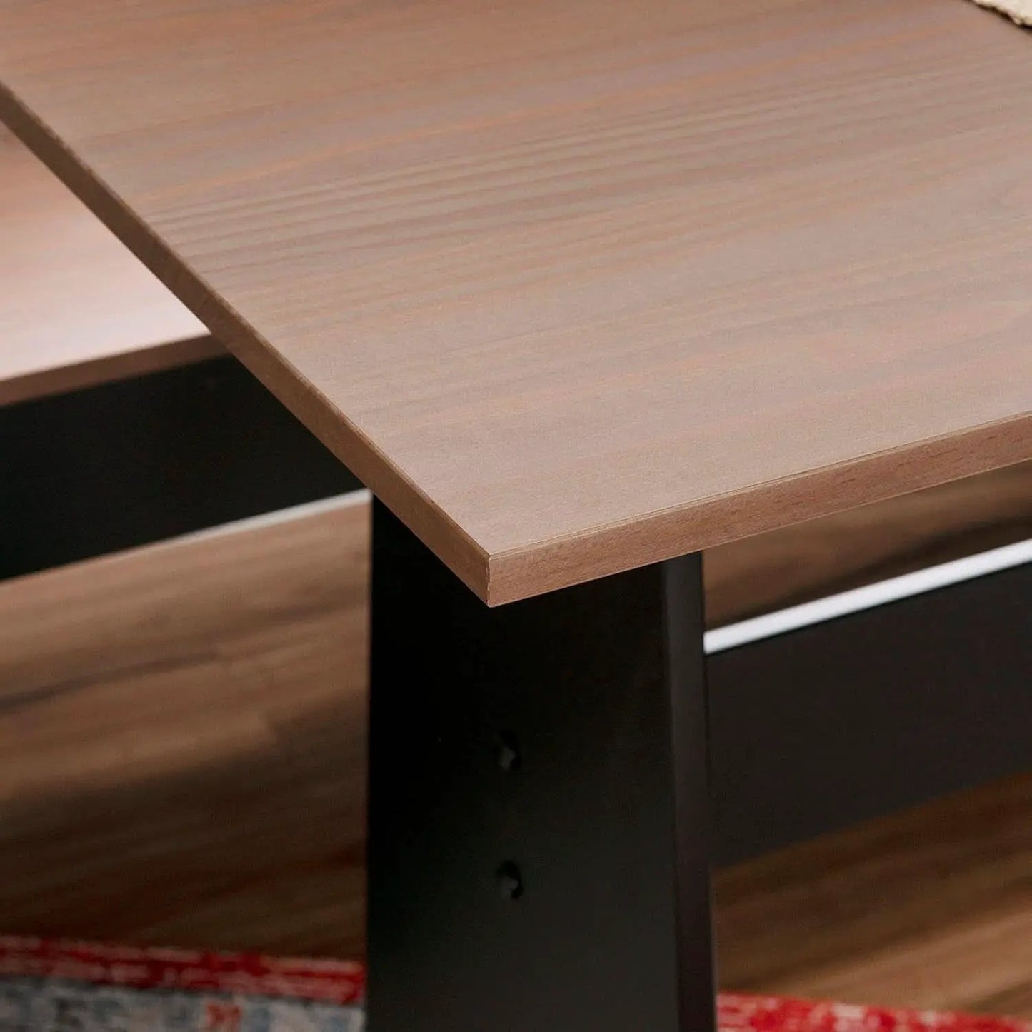 Black Pecan Five Seat Dining Set With Storage Benches from PriceLows™