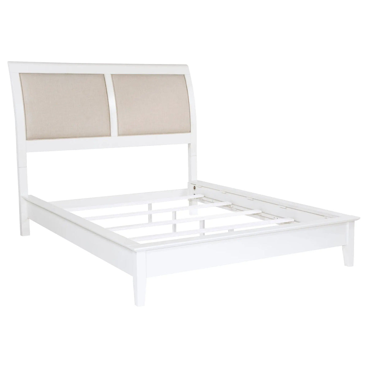 Bexhill 56-inch Upholstered Queen Panel Bed | 67.75 x 92.5 x 57 in | Linen & Fabric | White