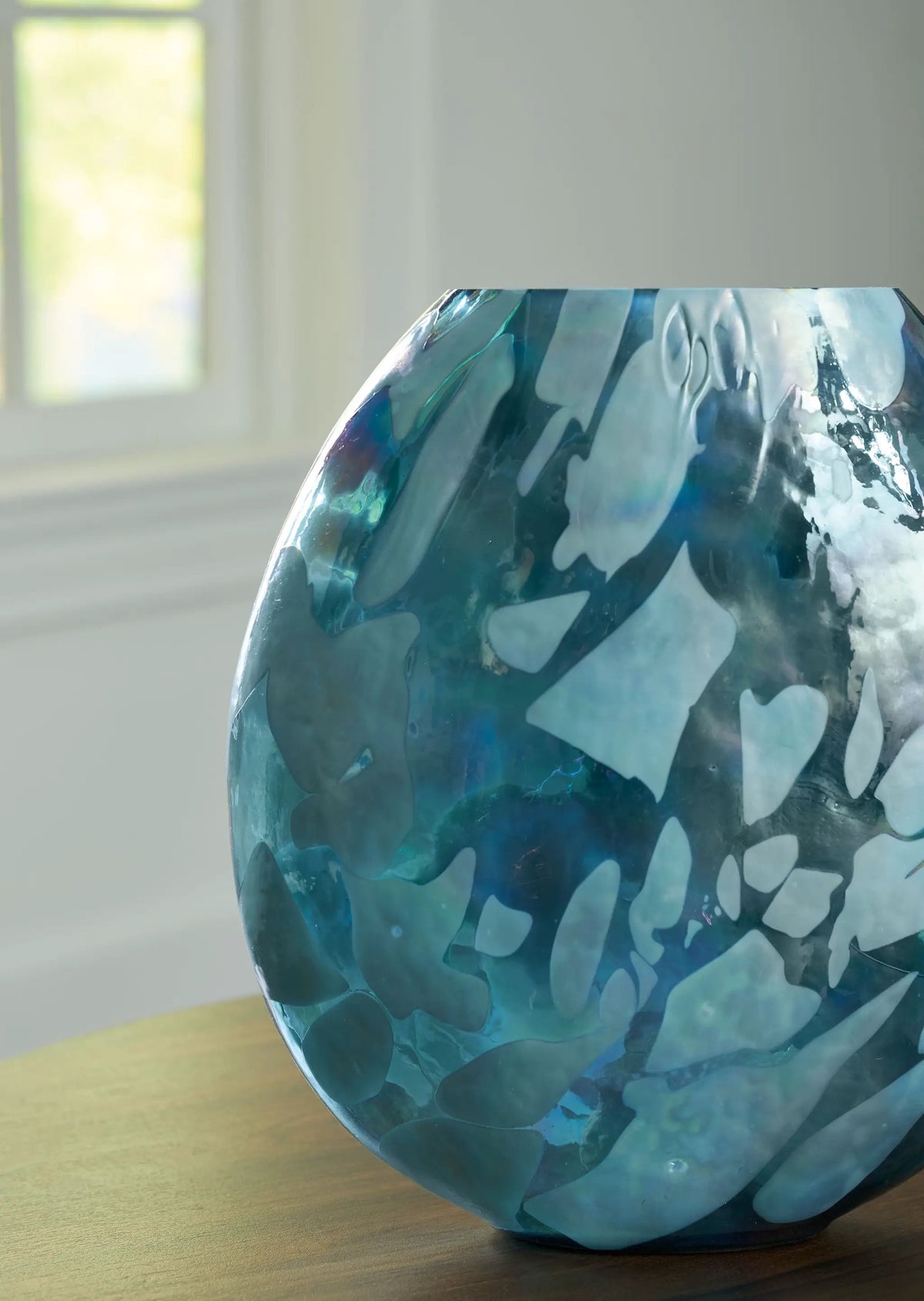 Cartshaw Vase | Iridescent Details | Teal Shades | 6.63 Inch Height