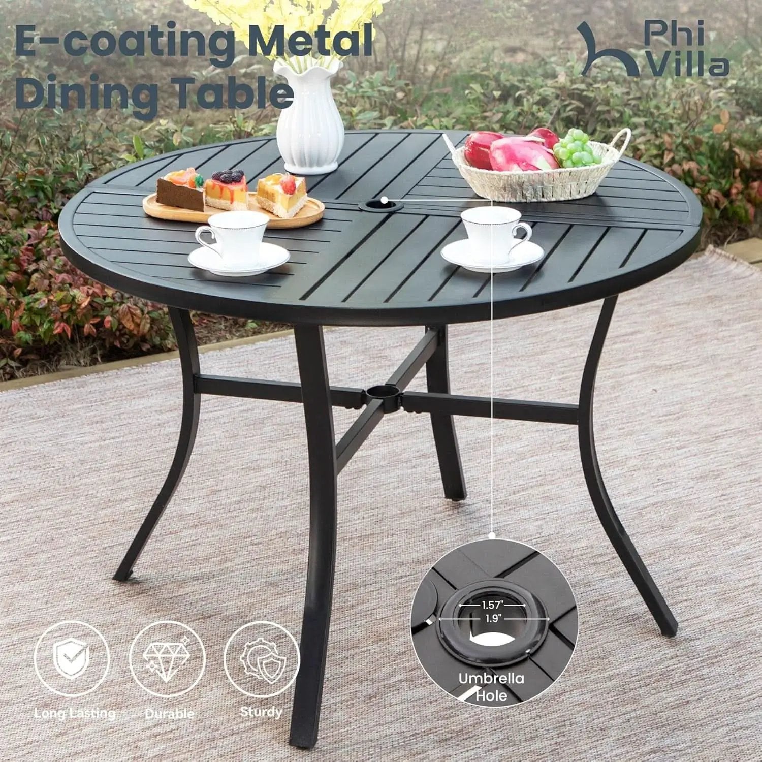 Outdoor Patio Dining Set With Swivel Chairs Gray Textilene from PriceLows™