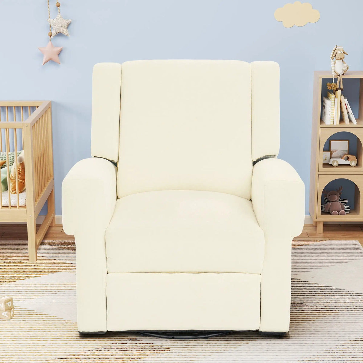 Manual Recliner Chair With Swivel Rocker Function, Dual Recline Angles | 2 Pieces | Iron & Plywood | Living Room