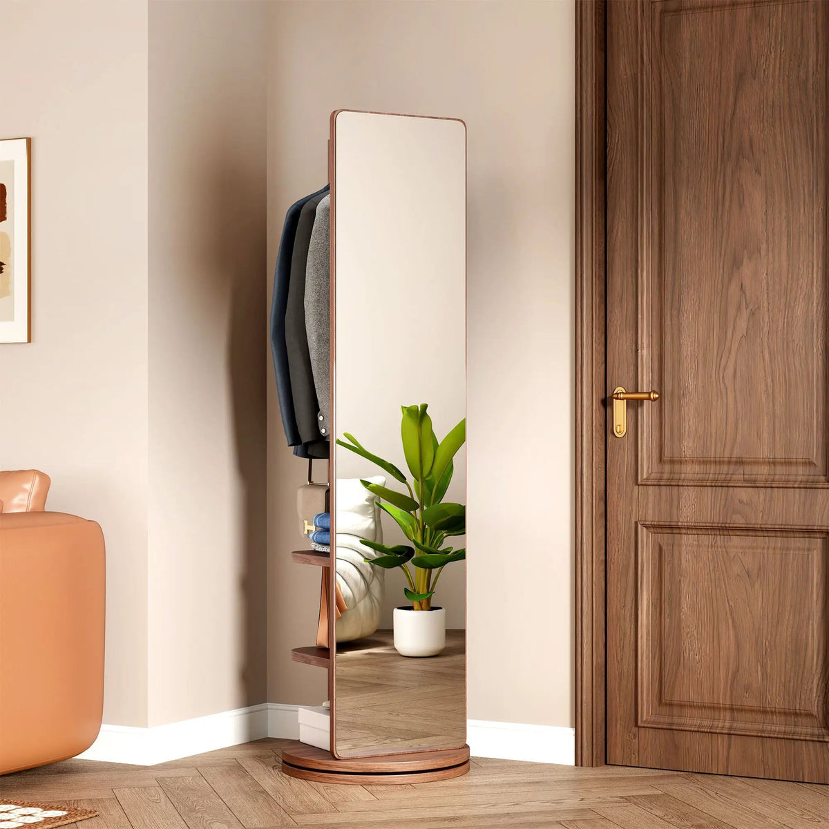 Full Length Mirror | 360 Rotation Design | Solid Wood Rack