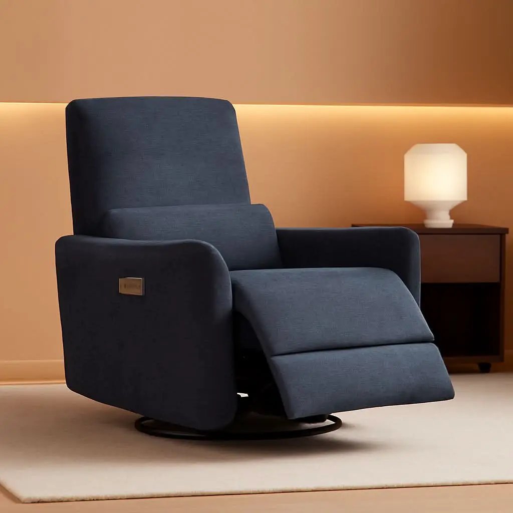 Ink Blue Power Swivel Glider Recliner With USB Charging from PriceLows™