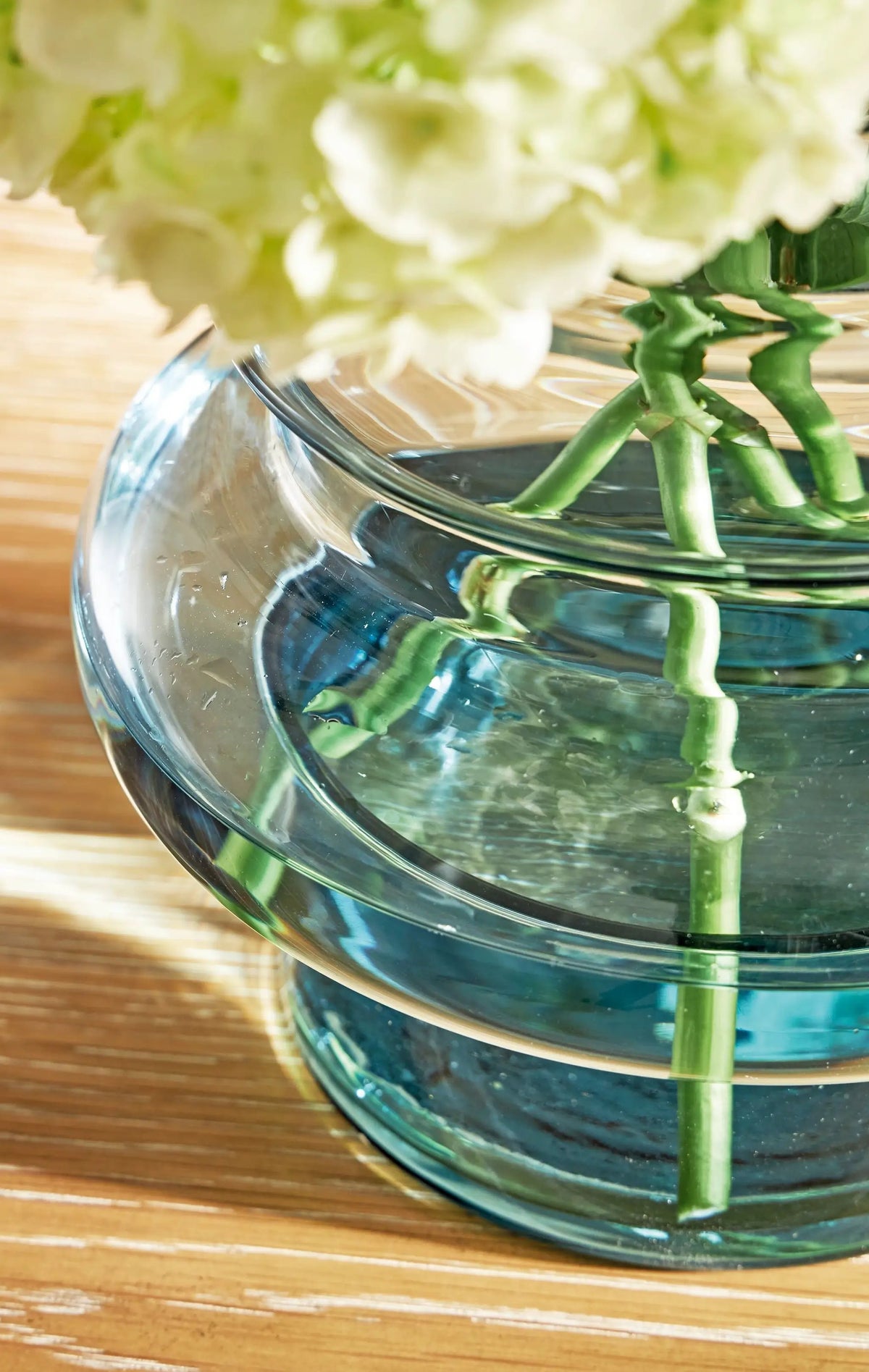 Vallmen Blue Blown Glass Vase | Statement-Making Accent | Contemporary Design | 8 Inch Width
