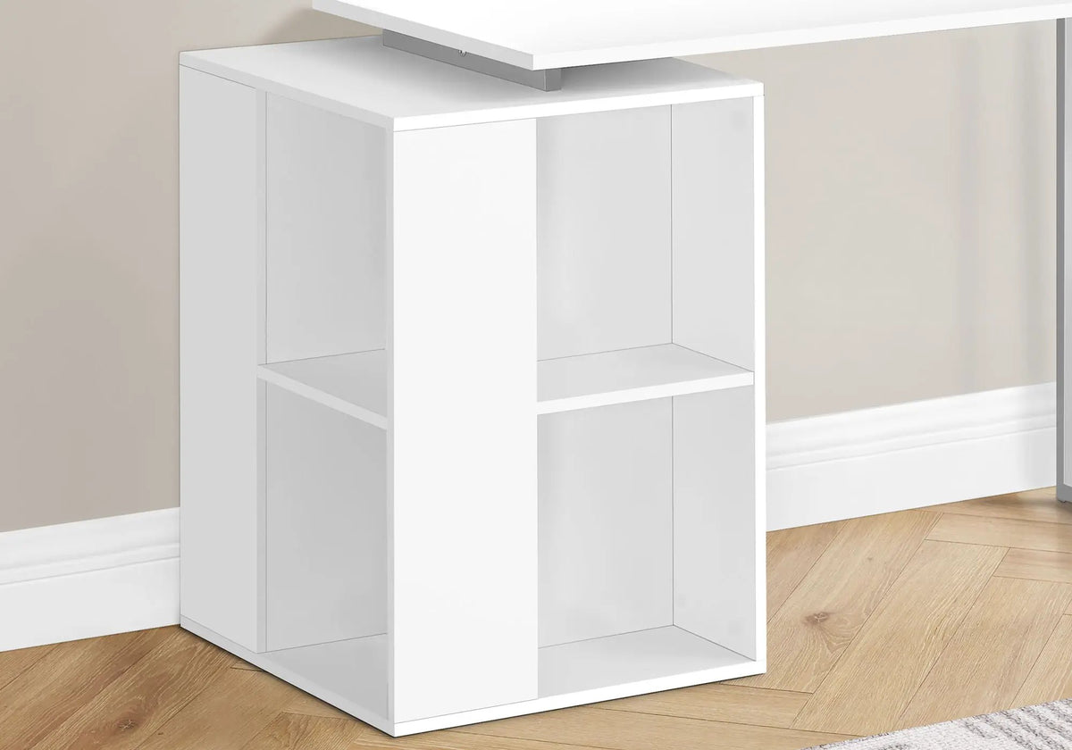 Computer Desk With Bookcase | 55 Inch Width | Left Or Right Setup | 8 Fixed Shelves