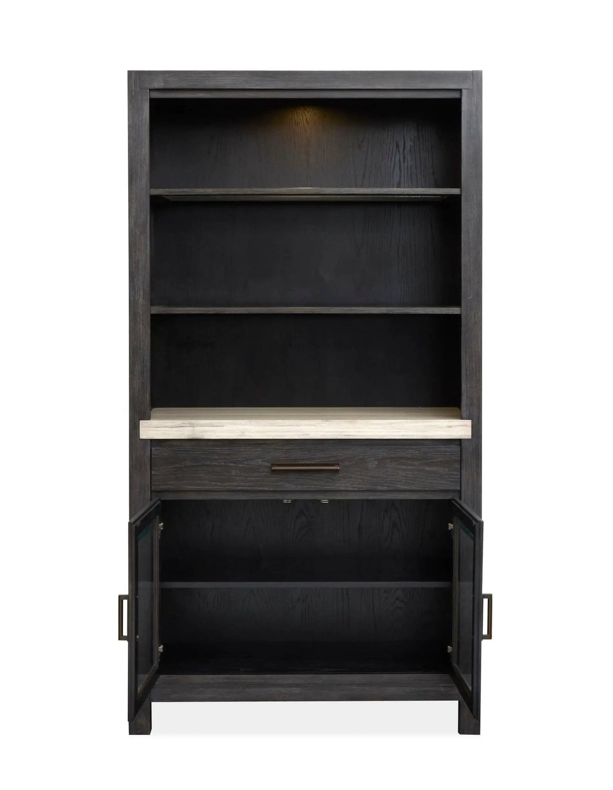 Plum Creek Display Cabinet | 2 Pieces | Oak Veneer & Fabric | Home