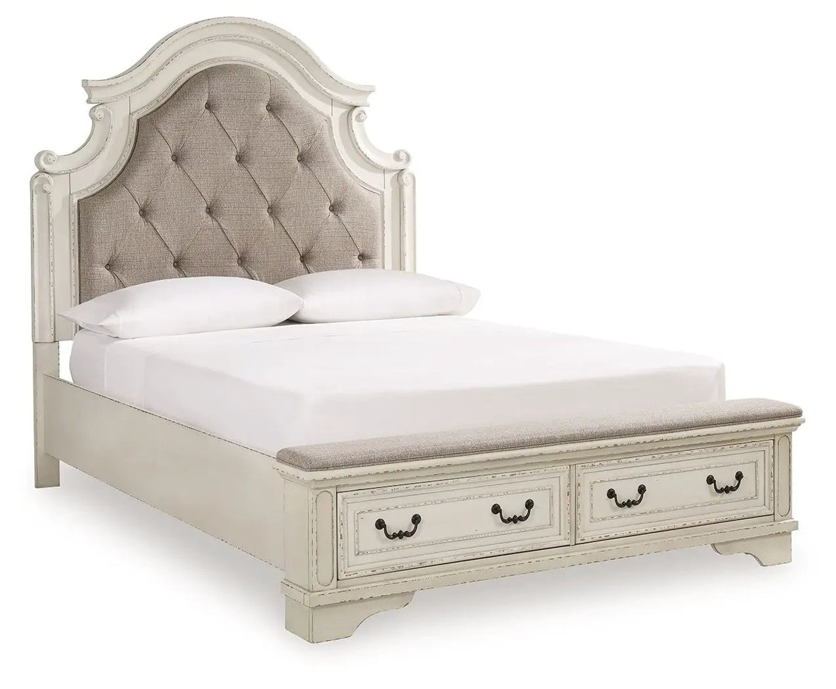Realyn Upholstered Storage Bed | Cottage Style | Ornate Headboard | 70.88 Inch Height