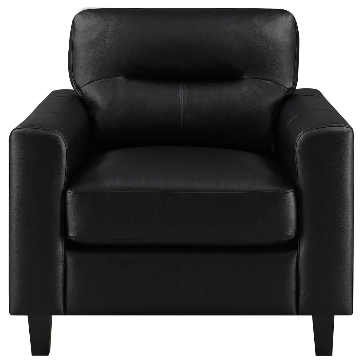 Scotland Faux Leather Upholstered Track Arm Chair | 35 x 35 x 34 in | Faux Leather | Black