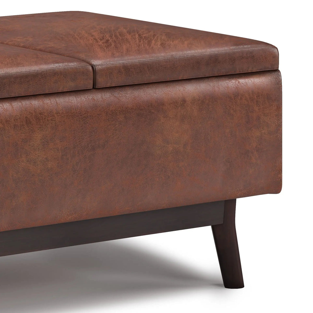 Owen Tray Top Coffee Table Ottoman | Upholstered Storage | Two Flip Over Serving Trays | Small Size