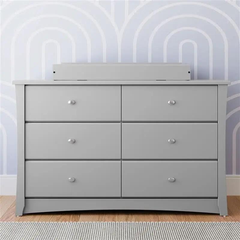 Crescent 6 Drawer Dresser Pebble Gray Nursery Organizer from PriceLows™