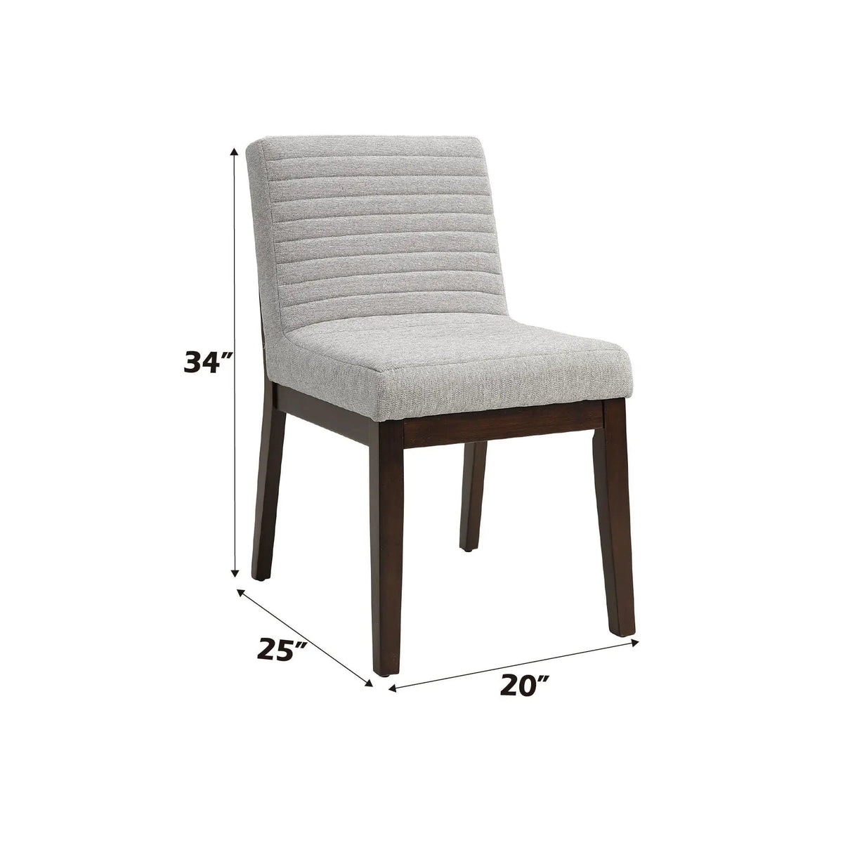 Edwyn Linen Side Chair (Set of 2) | 25 x 20 x 34 in | Rubberwood & Linen | Gray