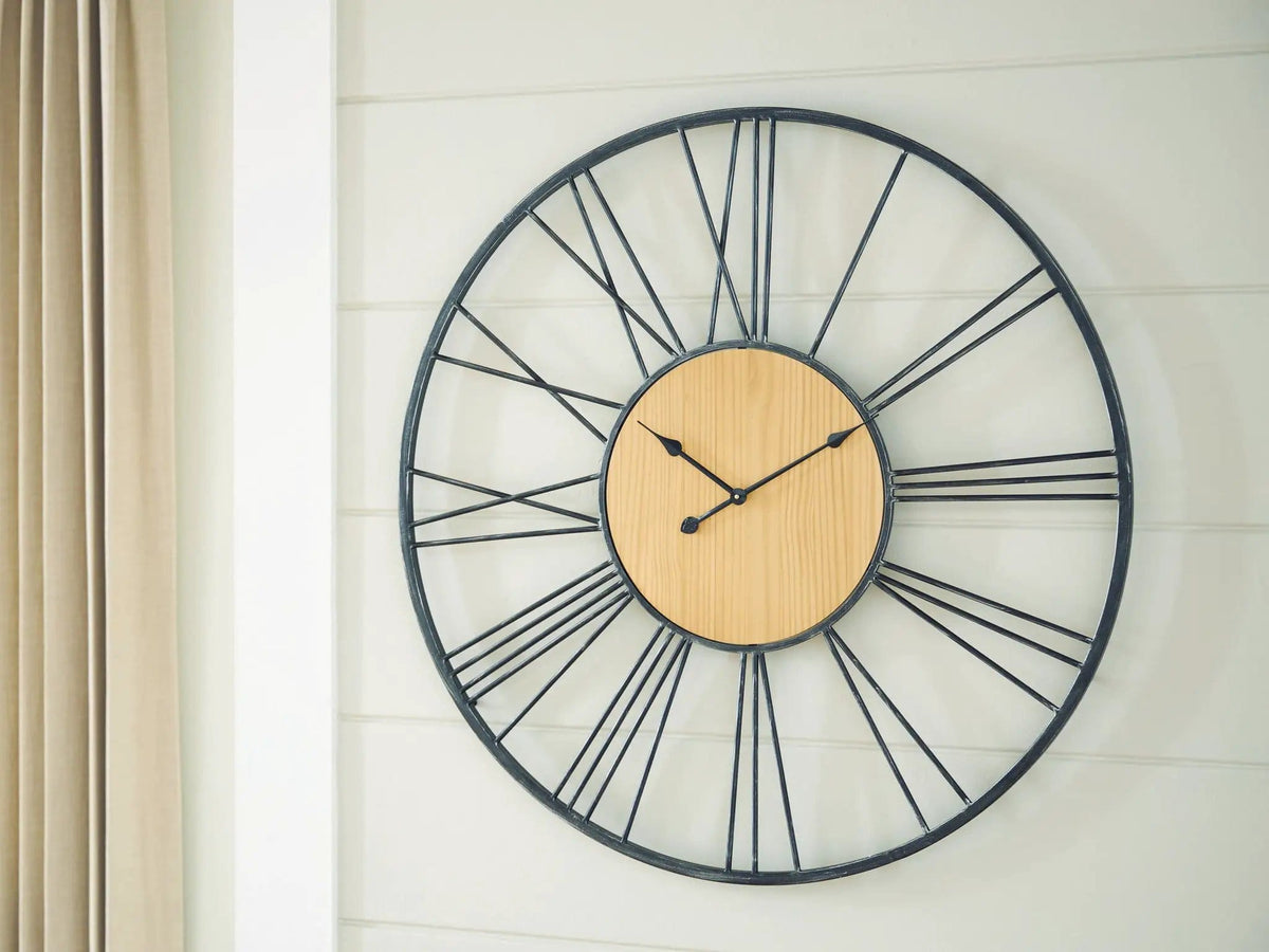 Brockett Wall Clock | 41.88 x 1.5 x 41.88 in | Metal & Wood | Black / Natural