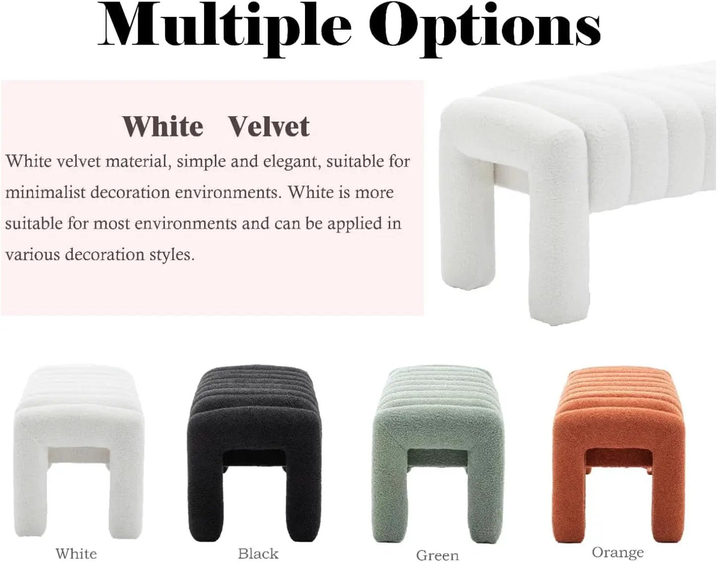 42.5 Inches Boucle Ottoman Bench Footrest Entryway from PriceLows™