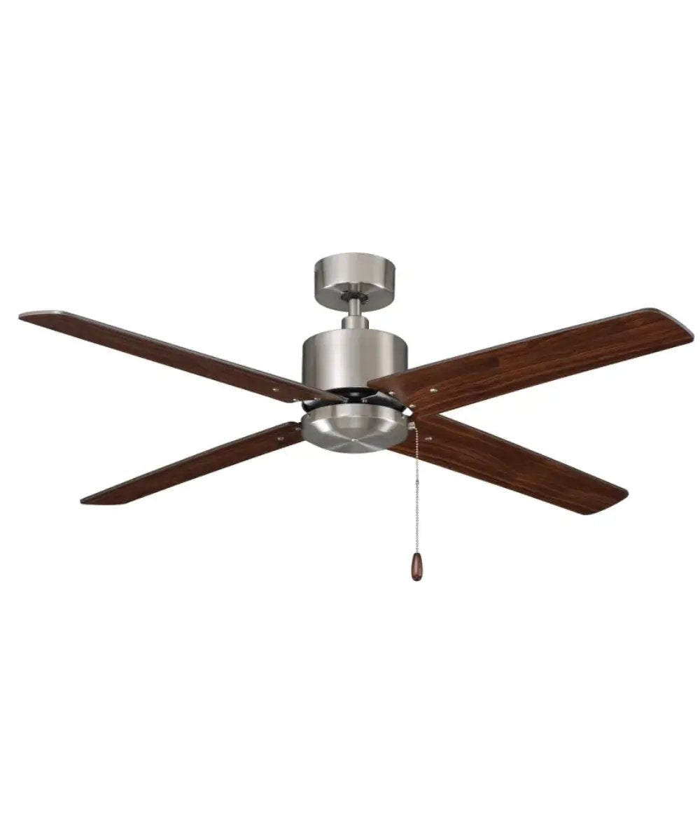 Ceiling Fan | 52 Inch | 4 Blade | Brushed Nickel Walnut
