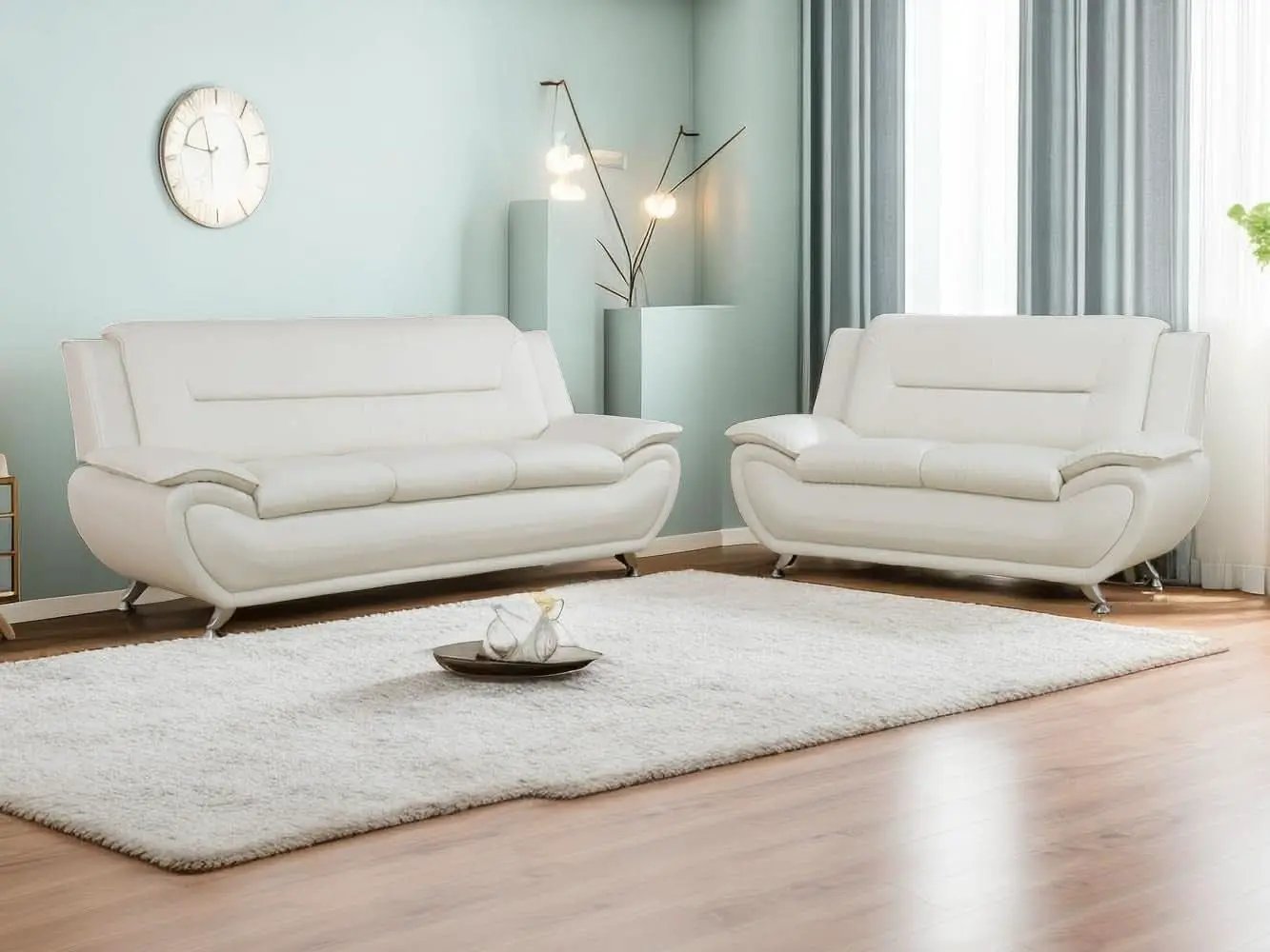 Creamy White 2 Piece Sofa Set Living Room Modern Style from PriceLows™