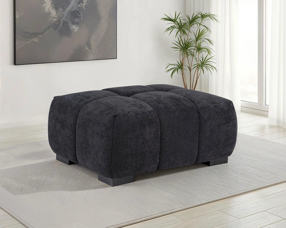 Octavia Upholstered Rectangular Ottoman | 39 x 30.5 x 17.5 in | Fabric | Black