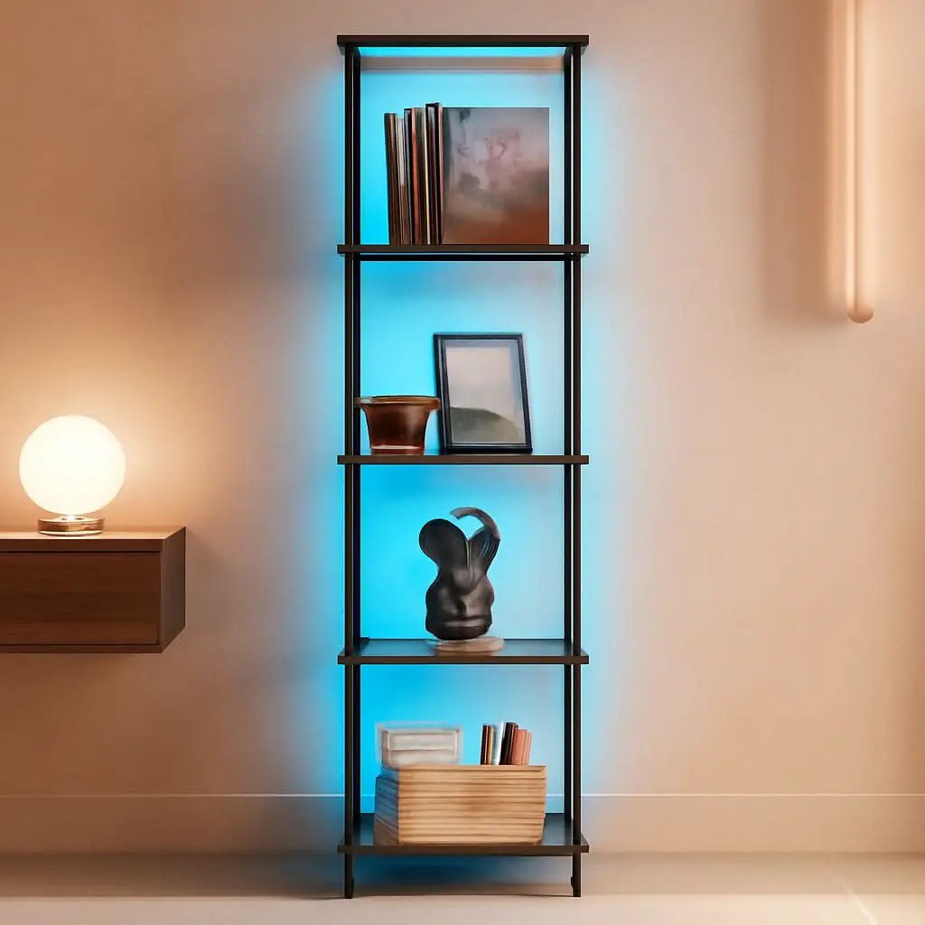 Display Shelf Floor Lamp With RGBW Light And Black Finish from PriceLows™