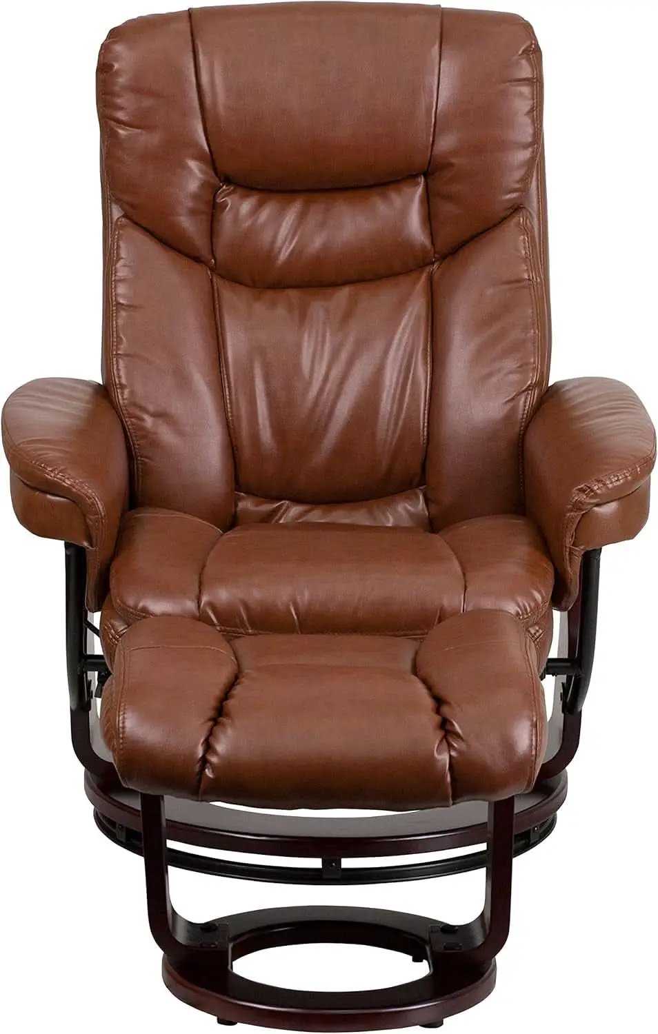 Allie Leathersoft Upholstered Recliner With Ottoman Brown from PriceLows™