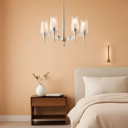 Brushed Nickel Six Light Chandelier With Clear Glass Shades from PriceLows™