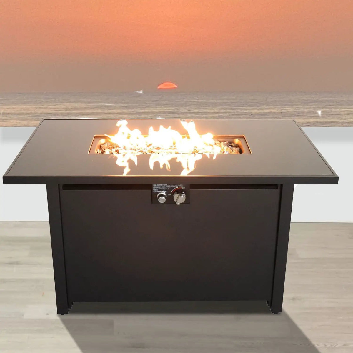 Black Fire Pit Table | 50000 BTU | Steel Construction | Propane Or Natural Gas