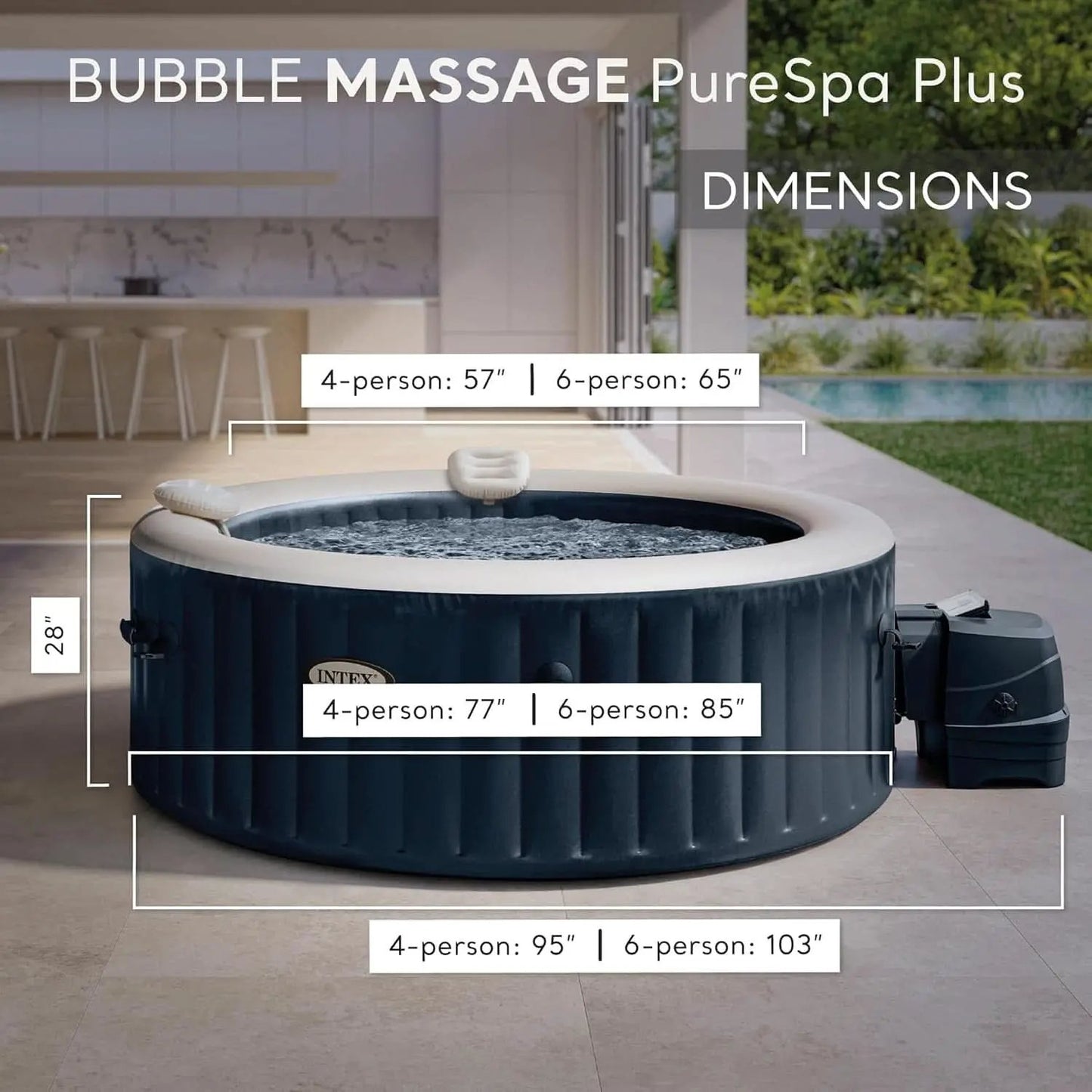 Purespa Bubble Massage Spa Set For Six With Contoured Headrests And Energy Efficient Spa Cover from PriceLows™