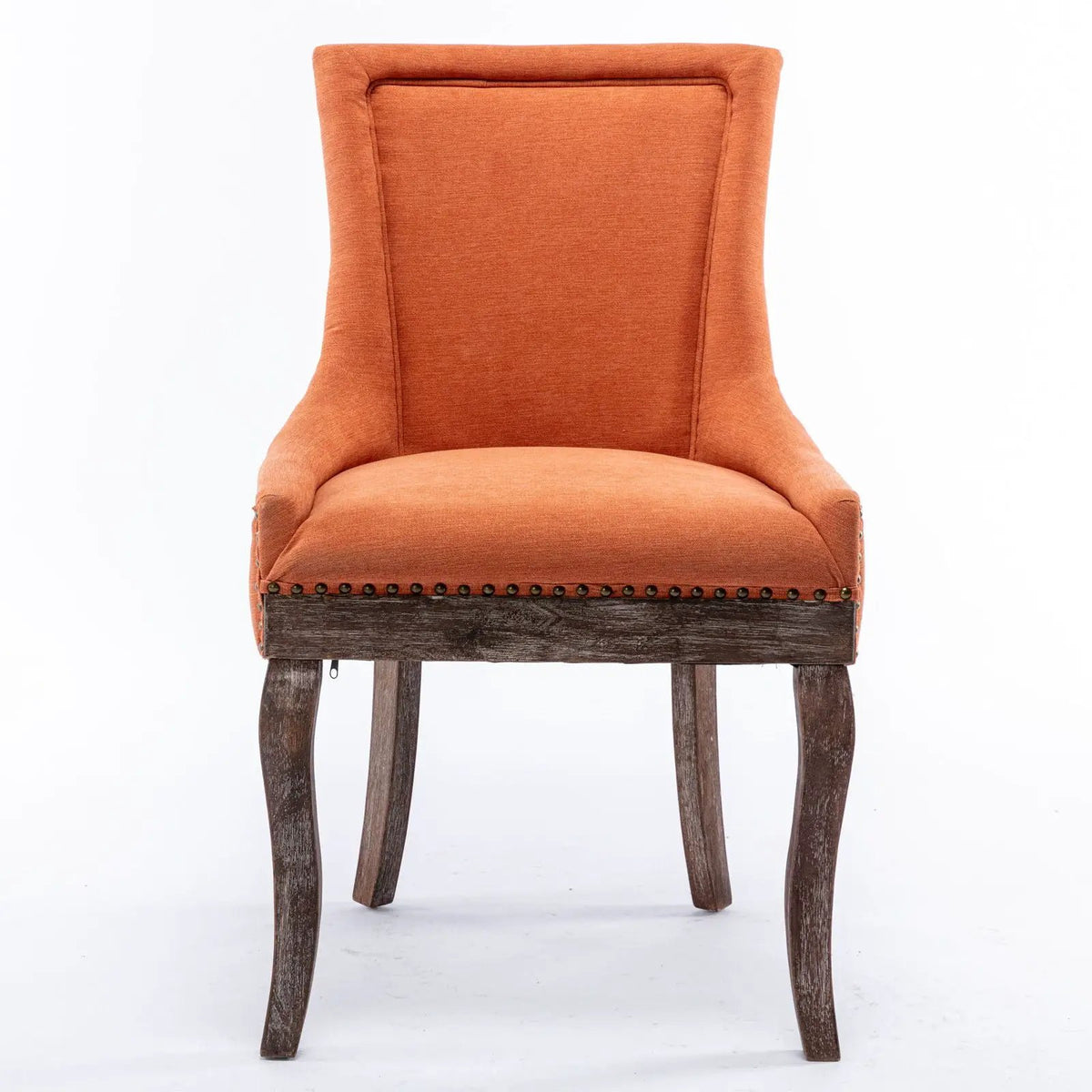 Ultra Nail Head Dining Chairs | Set Of 2 | Neutral Solid Wood Legs | Soft Fabric